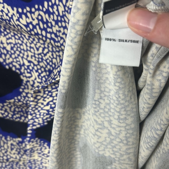 Diane Von Furstenberg Ruri Cheetah Black Blue 100% Silk Shift Dress Size 8 - Picture 8 of 11